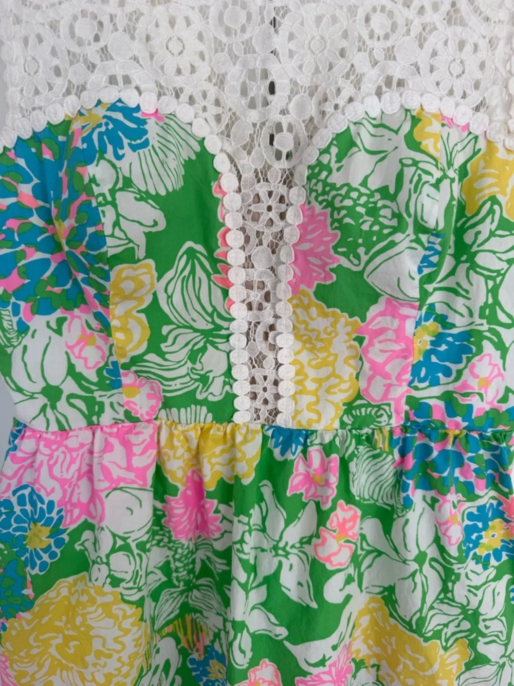 Lilly Pulitzer Pastel Floral Crochet-Yoke Dress - Picture 3 of 10